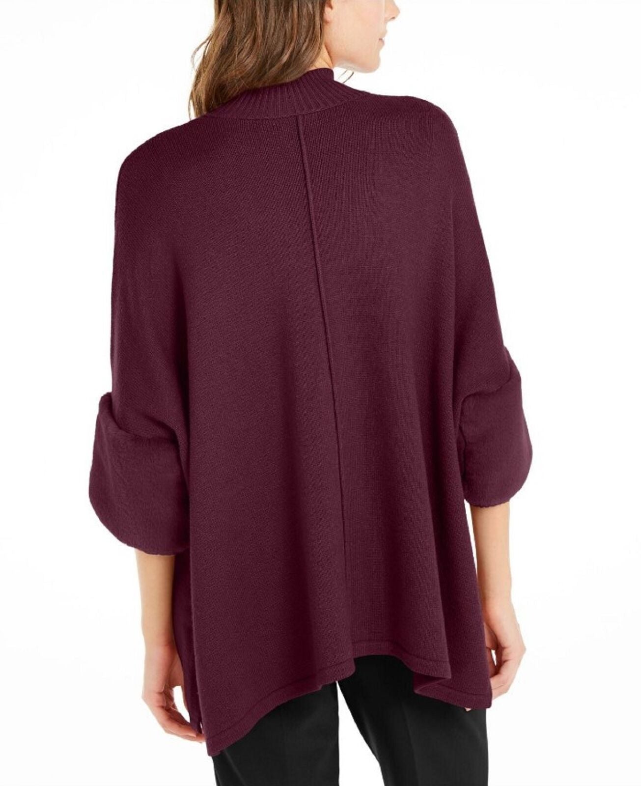 Alfani Women's Faux-Fur-Cuff Poncho Malbec Size Extra Large