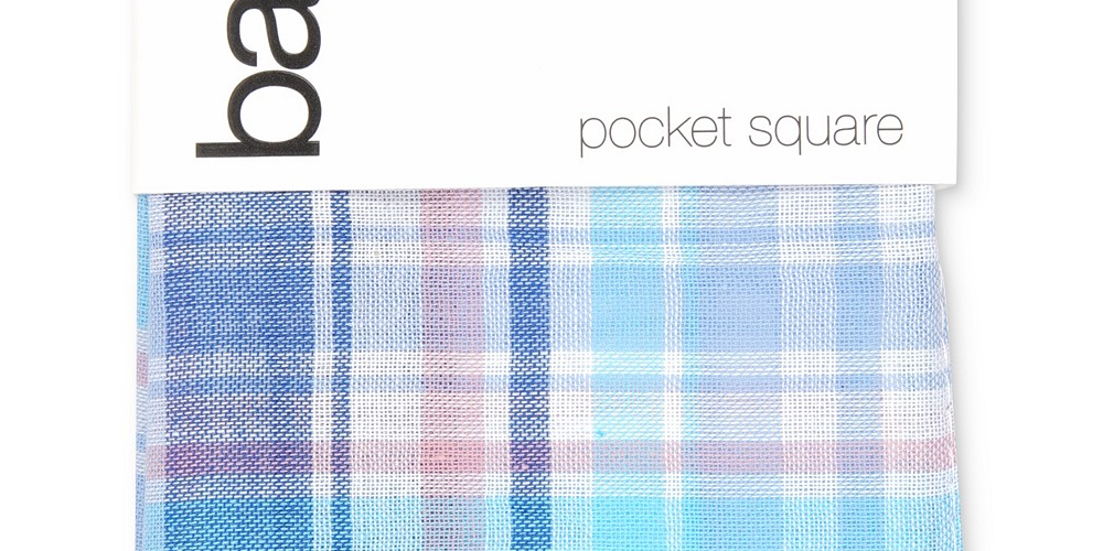 Bar III Men's Owens Plaid Pocket Square Navy Size Regular