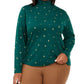 Karen Scott Women's Plus Size Tree Printed Mock-Neck Top  Green Size X-Large