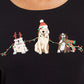 Karen Scott Women's Embroidered Holiday Dog Shirt Black Size Extra Large