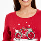 Karen Scott Women's Snow Bike Cotton Top Red Size Extra Large