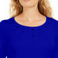 Karen Scott Women's Cotton Grommet-Hardware Top Dark Blue Size  Petite Small