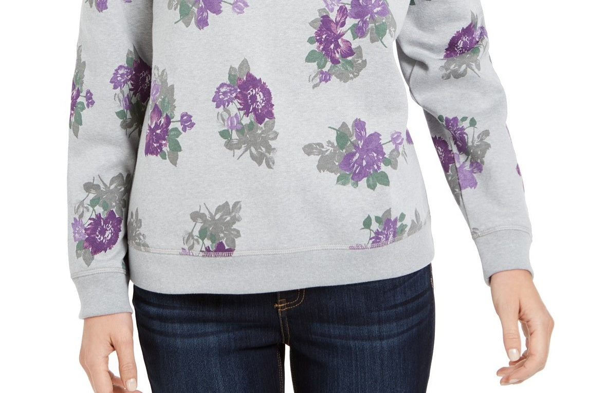 Karen Scott Women's Floral-Print Sweatshirt Gray Size 2 Extra Large