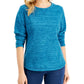 Karen Scott Women's Sport Space-Dye Microfleece Top  Black Size Small