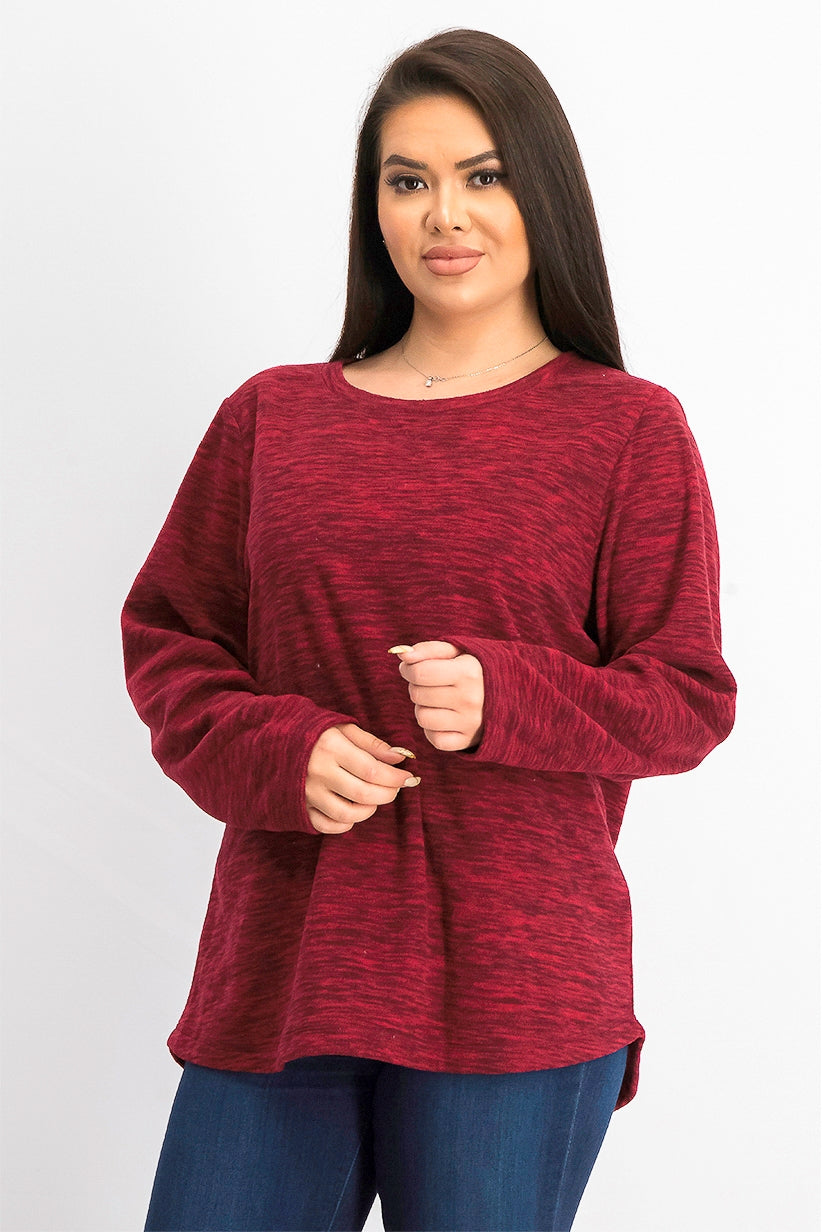 Karen Scott Women's  Spacedye Microfleece Merlot Top Size Extra Large