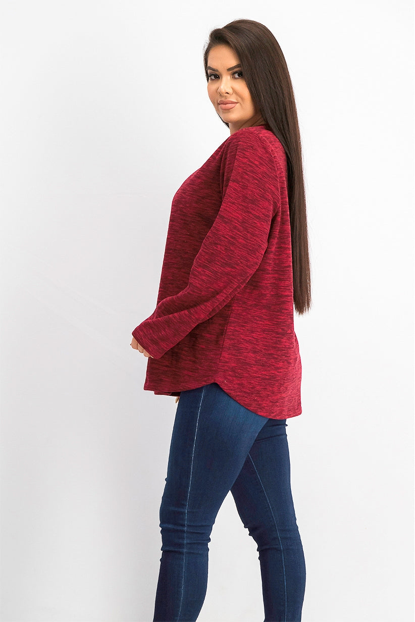 Karen Scott Women's  Spacedye Microfleece Merlot Top Size Extra Large