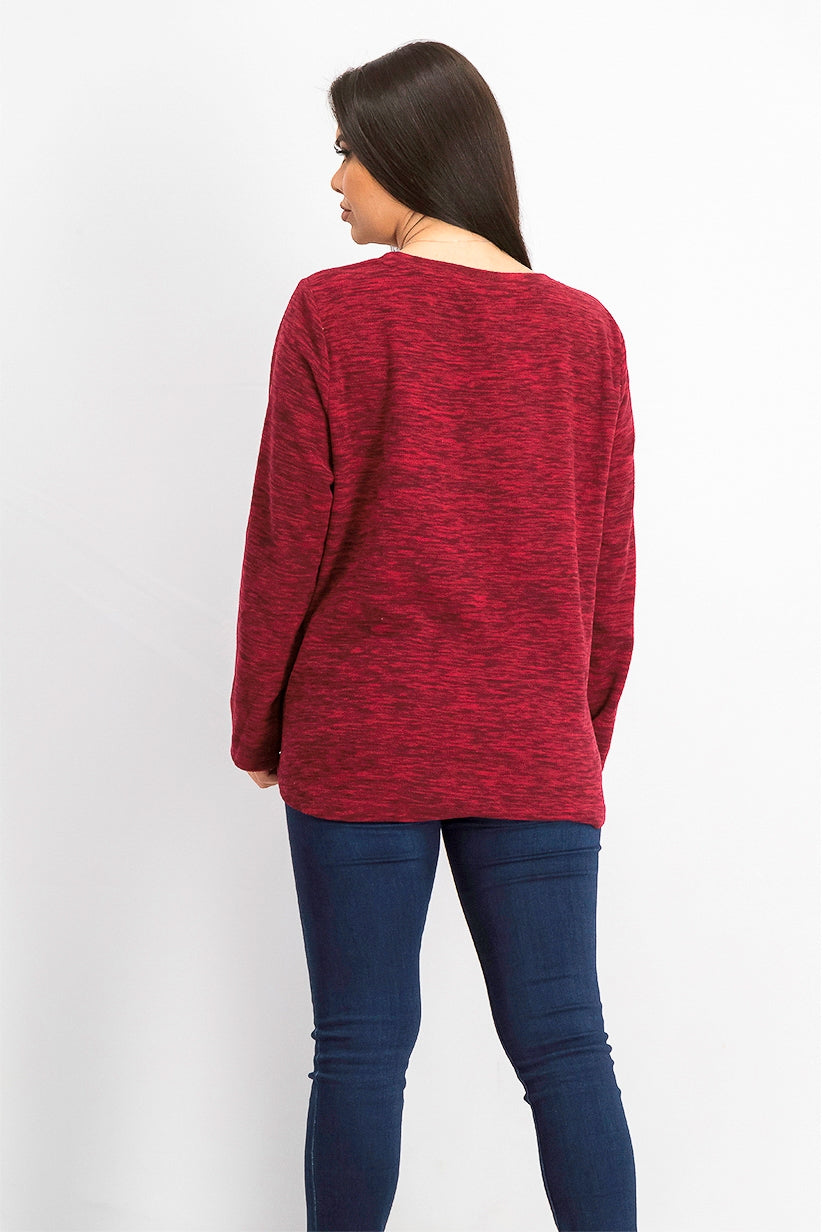 Karen Scott Women's  Spacedye Microfleece Merlot Top Size Extra Large
