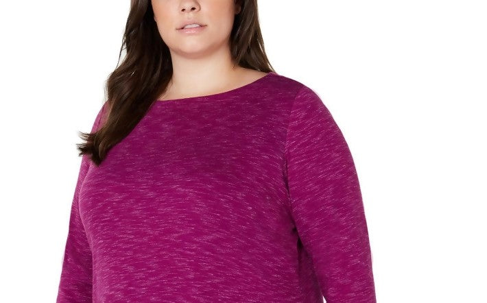 Karen Scott Women's Sport Space-Dye Microfleece Top  Purple Size Small