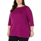 Karen Scott Women's Sport Space-Dye Microfleece Top  Bright Plum Size 2 Extra Large
