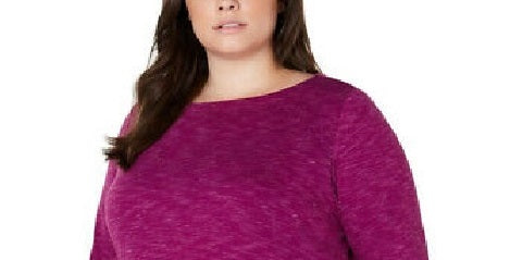 Karen Scott Women's Sport Space-Dye Microfleece Top  Bright Plum Size 2 Extra Large