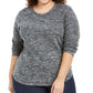 Karen Scott Women's Plus Size Marled Microfleece Top Black Size XX-Large