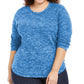 Karen Scott Women's Plus Size Marled Microfleece Top Teal Size 1X