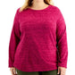 Karen Scott Women's Plus Size Marled Microfleece Top  Purple Size Extra Large