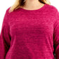 Karen Scott Women's Plus Size Marled Microfleece Top  Purple Size Extra Large