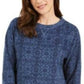 Karen Scott Women's Sport Printed Microfleece Top Blue Size Extra Large