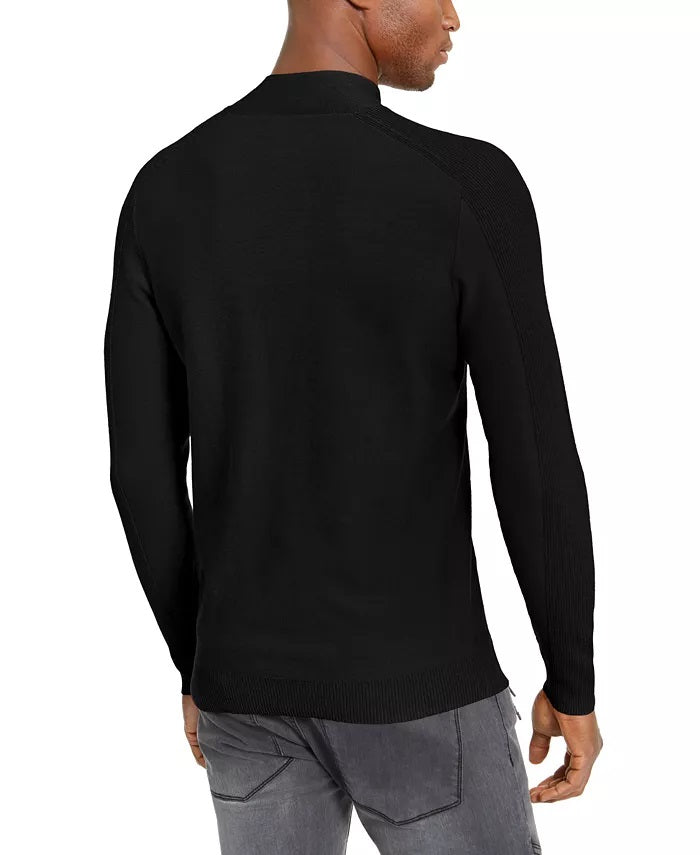 INC International Concepts Men's Ribbed Button Neck Sweater Black Size XX-Large