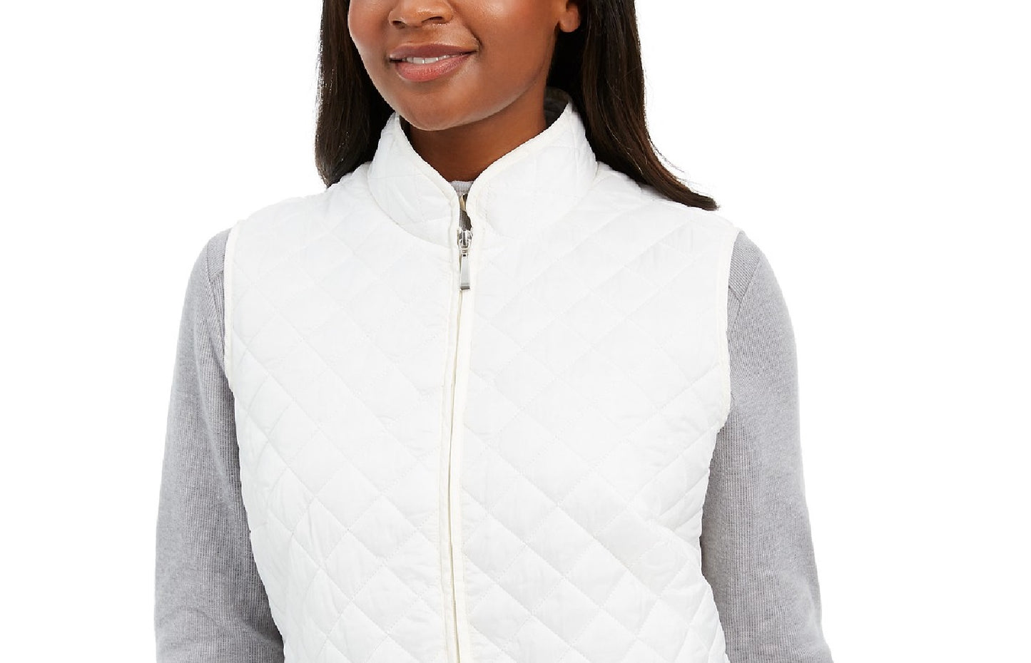 Karen Scott Women's Petite Quilted Puffer Vest White Size Medium