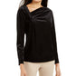 Alfani Women's Asymmetrical-Neckline Velvet Top Black Size Medium