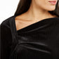Alfani Women's Asymmetrical-Neckline Velvet Top Black Size Medium