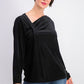 Alfani Women's Asymmetrical-Neckline Velvet Top Black Size Large