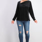 Alfani Women's Asymmetrical-Neckline Velvet Top Black Size Large