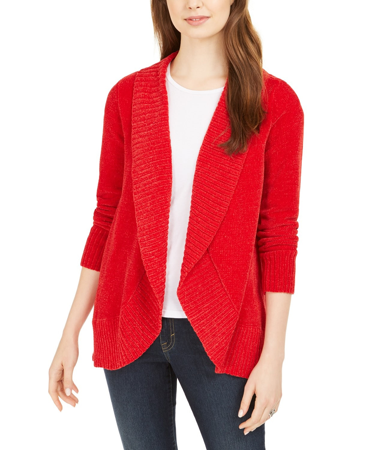 Style & Co Women's Knit Chenille Shawl Collar Cardigan Red Size 2 Extra Large