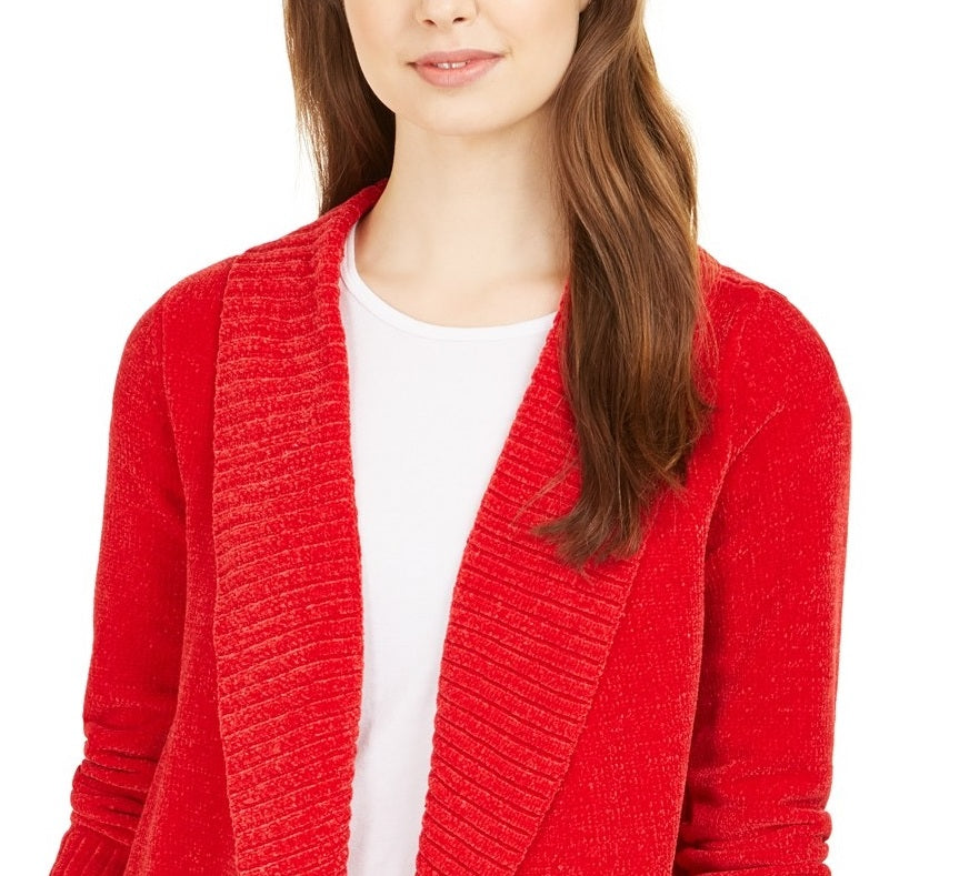 Style & Co Women's Knit Chenille Shawl Collar Cardigan Red Size 2 Extra Large