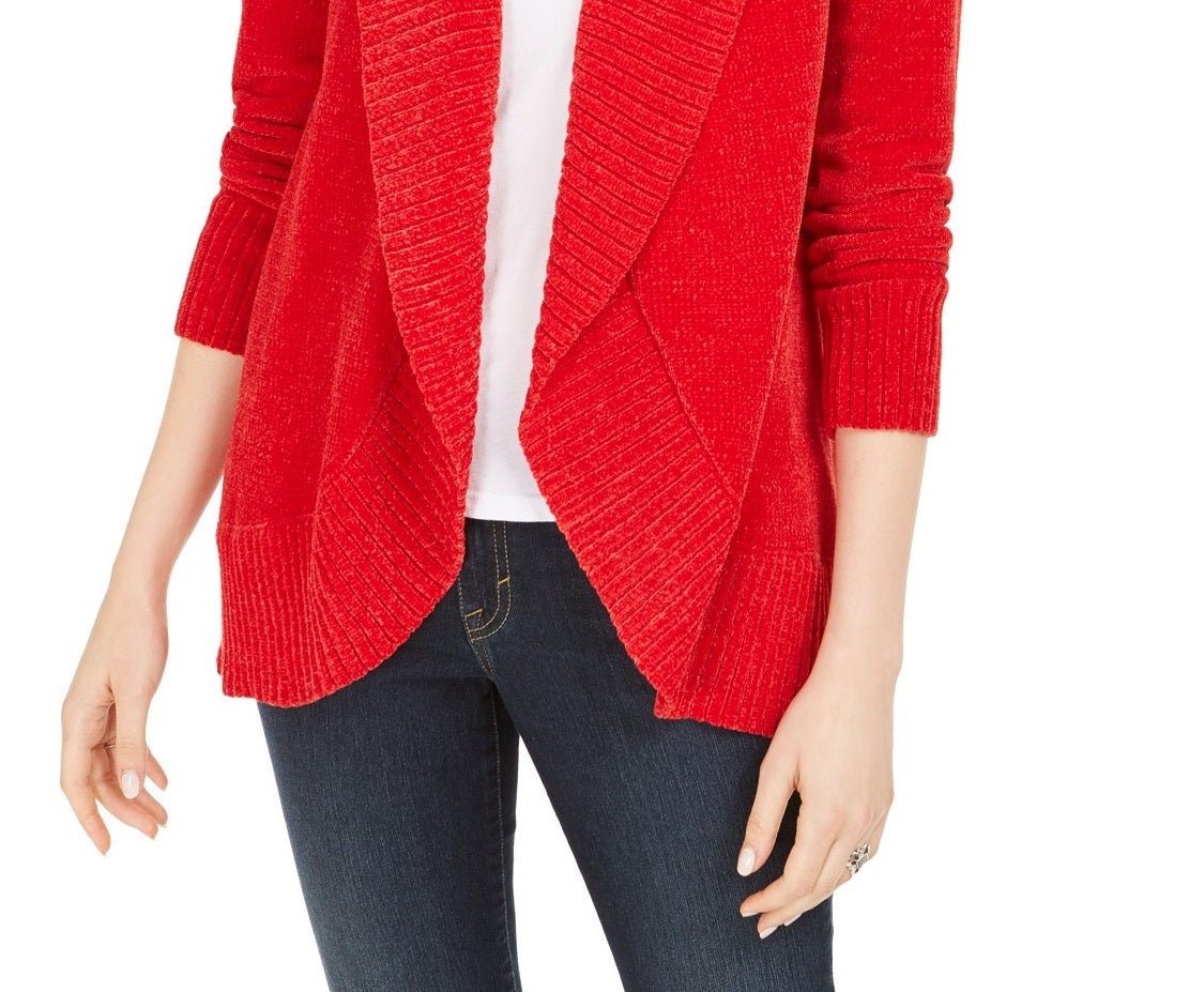 Style & Co Women's Knit Chenille Shawl Collar Cardigan Red Size 2 Extra Large