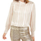 Alfani Women's Striped Mock-Neck Top Pink Size Extra Large