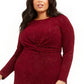 Alfani Women's Plus Size Twist-Waist Dress Wine Size XX Large