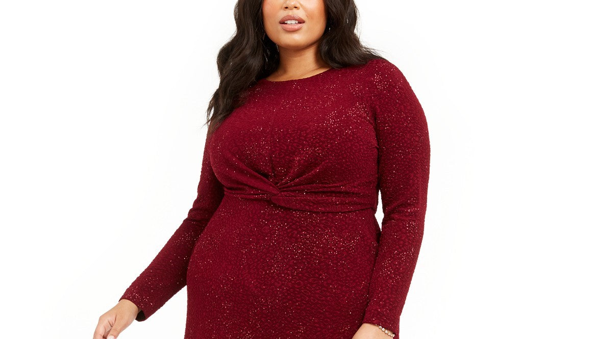 Alfani Women's Plus Size Twist-Waist Dress Wine Size XX Large
