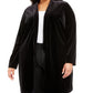 Alfani Women's Plus Size Open-Front Long Velvet Jacket  Black Size 0X