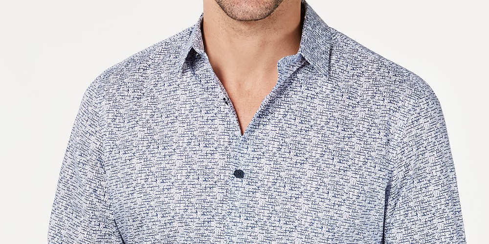 Alfani Men's Geo Static-Print Shirt White Size 2 X-Large
