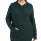Ideology Women's Plus Size Thumb-Hole Hoodie  Green Size 1X