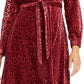 Alfani Women's Velvet Burnout Belted Shirtdress Wine Size 12