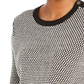 Charter Club Women's Textured Contrast Trim Sweater Black Size Large