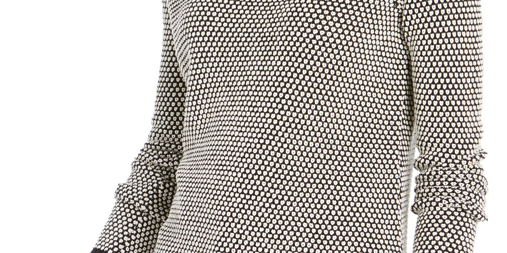 Charter Club Women's Textured Contrast Trim Sweater Black Size Large