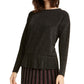 Alfani Women's Metallic Peplum Top Gunmetal Lurex Size Small