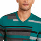 Alfani Men's Textured Striped V-Neck Sweater Green Size XX-Large