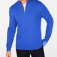 Alfani Men's Quarter-Zip Ribbed Placket Sweater Primary Blue Size Large