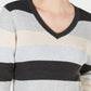Karen Scott Women's Colorblocked V-Neck Cotton Sweater Grey combo Size Extra Large
