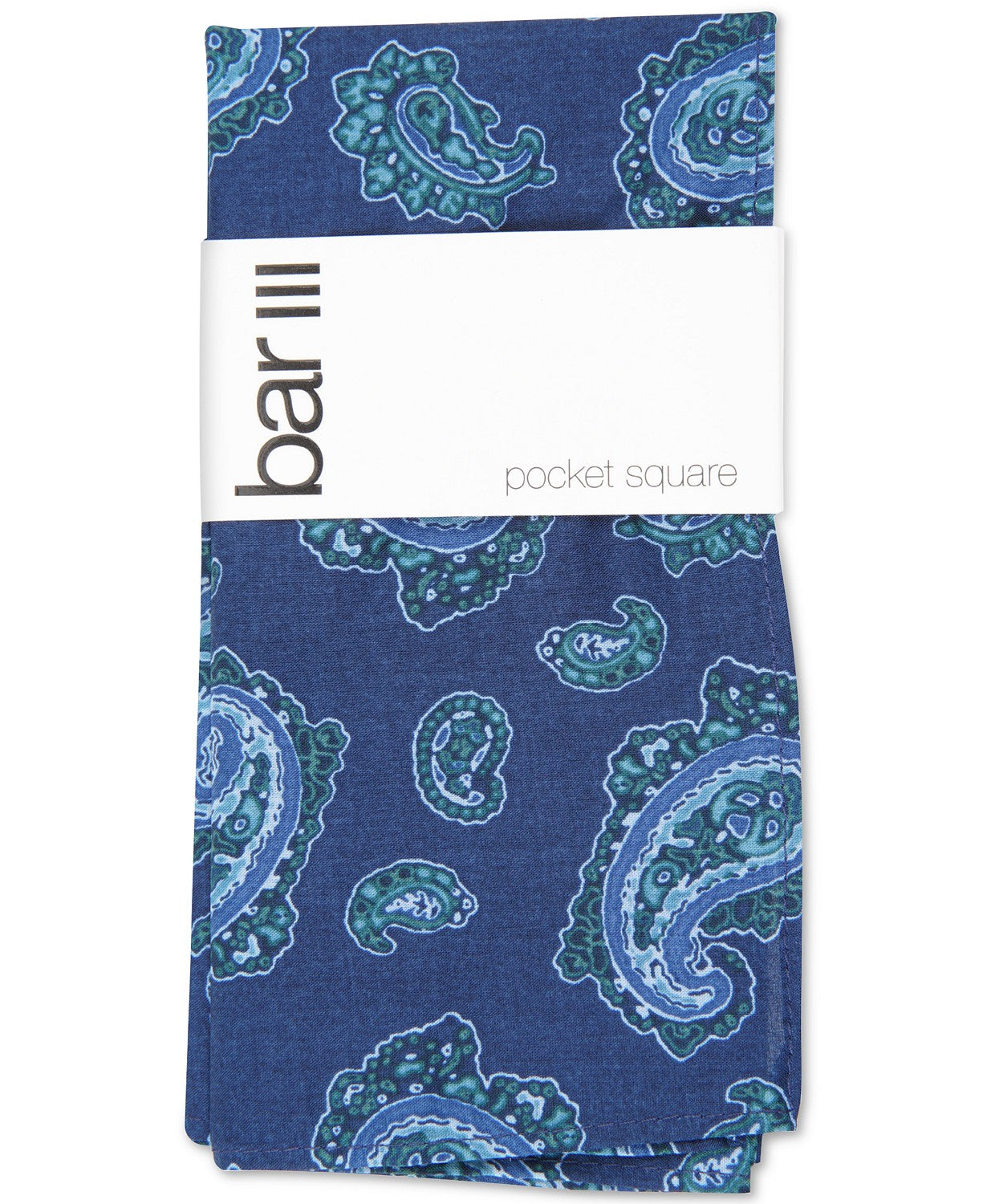 Bar III Men's Abstract Paisley Pocket Square Navy Size Regular