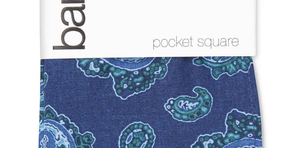 Bar III Men's Abstract Paisley Pocket Square Navy Size Regular
