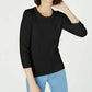 Maison Jules Women's Crewneck 3/4 Sleeve Sweater Black Size Small