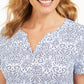 Karen Scott Women's Printed Short-Sleeve Henley Top Bright blue Size Small