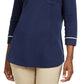 Karen Scott Women's Petite Piping-Trim T-Shirt Navy Size Petite