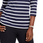 Karen Scott Women's Petite Striped Boatneck T-Shirt  Navy Size Petite Medium