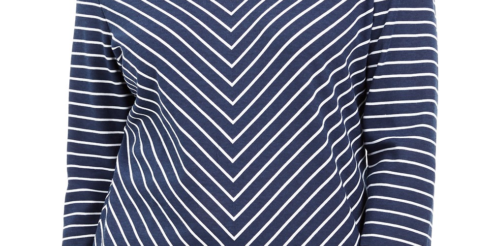 Karen Scott Women's Striped V-Neck Top Blue Size Small