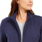 Karen Scott Women's Sport French Terry Ribbon-Trim Jacket Blue Size Small