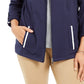 Karen Scott Women's Sport French Terry Ribbon-Trim Jacket Blue Size Small